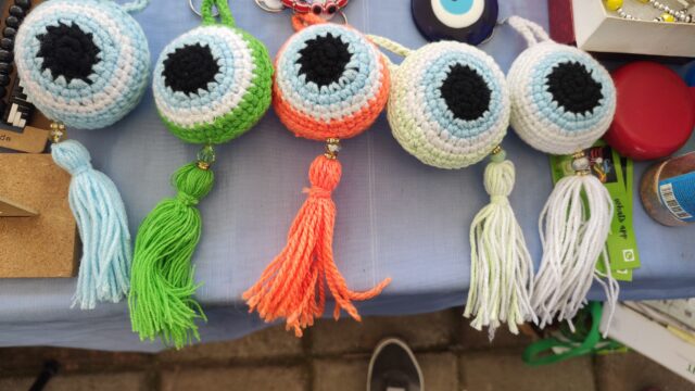 Llavero de crochet ojo turco